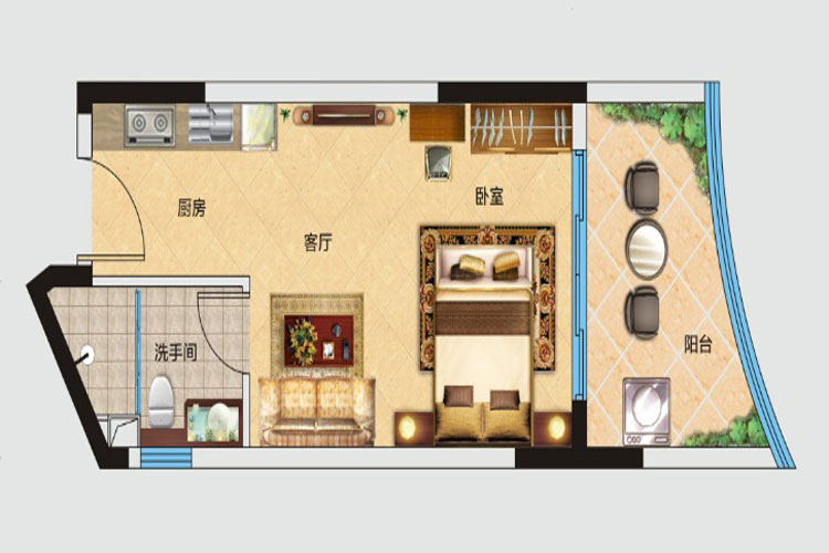 一房一厅一厨一卫-37平