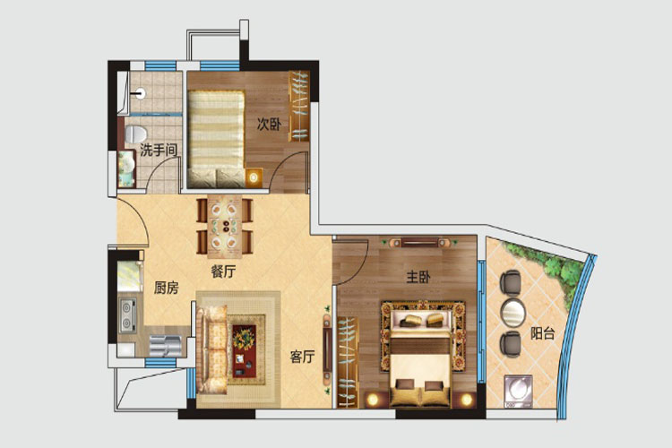 两房两厅一厨一卫-62平