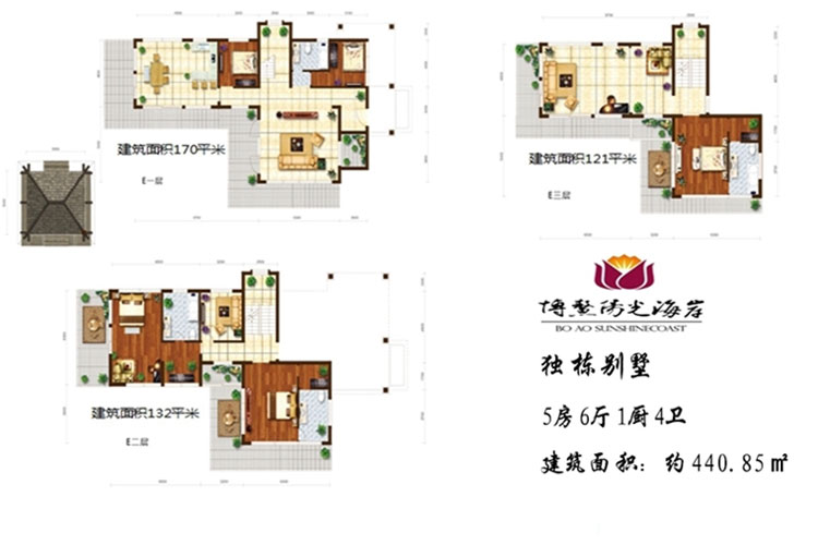 独栋别墅五房六厅一厨四卫440.85平米