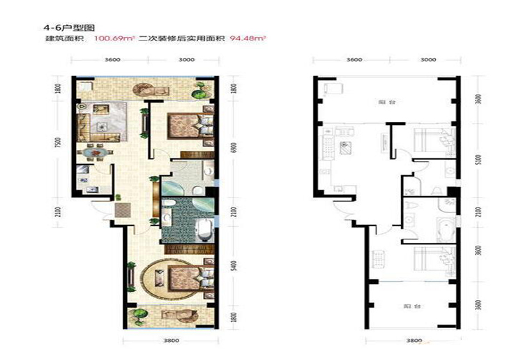 100.69㎡两房两厅