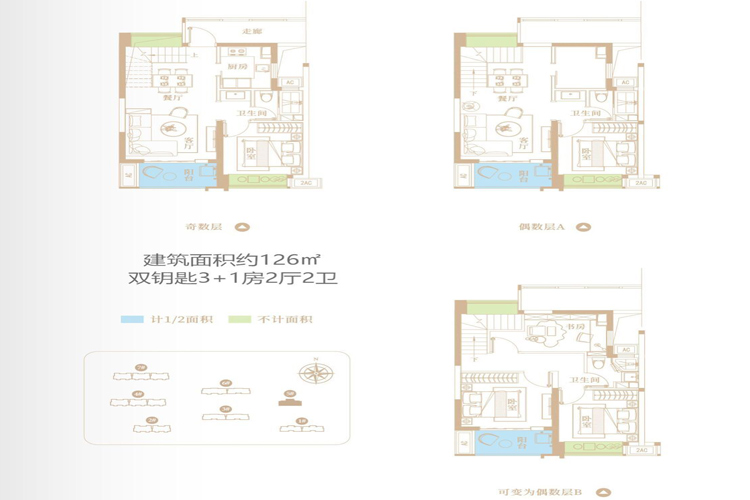 3+1房2厅2卫126㎡