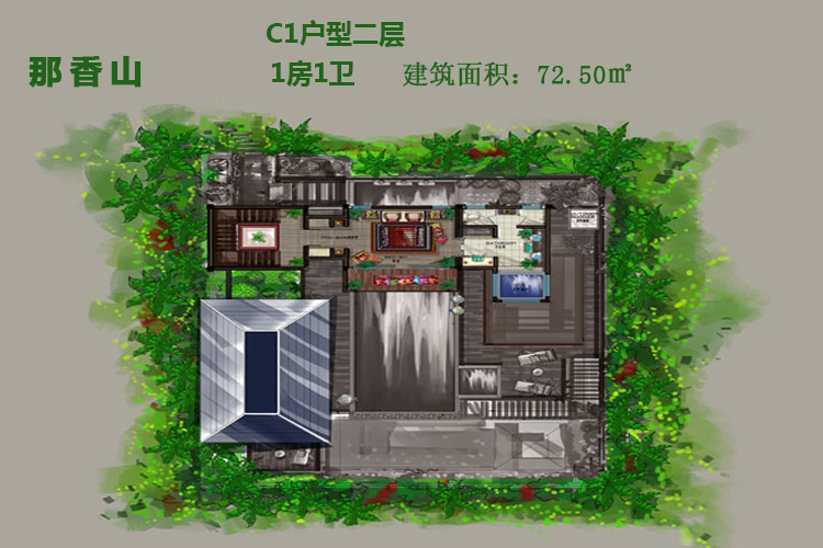 C1户型二层-1房1卫-72.50㎡