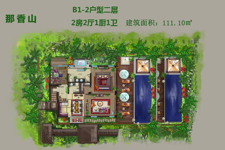 0015-B1-2户型二层-2房2厅1卫1厨-111.10㎡