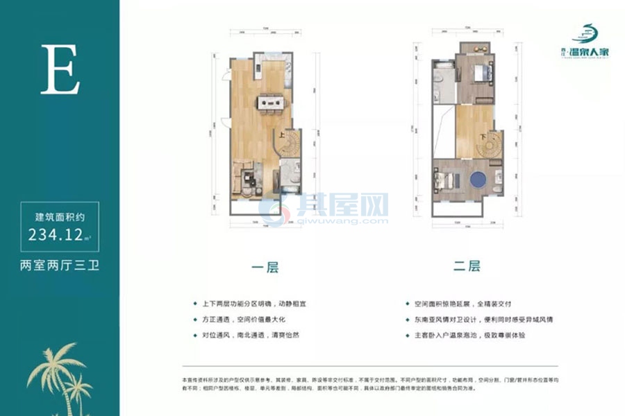 复式E户型-建面约234.12平-两房两厅
