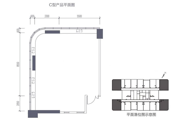 三期14号楼C户型-3房2厅1厨2卫-建面约122.00㎡