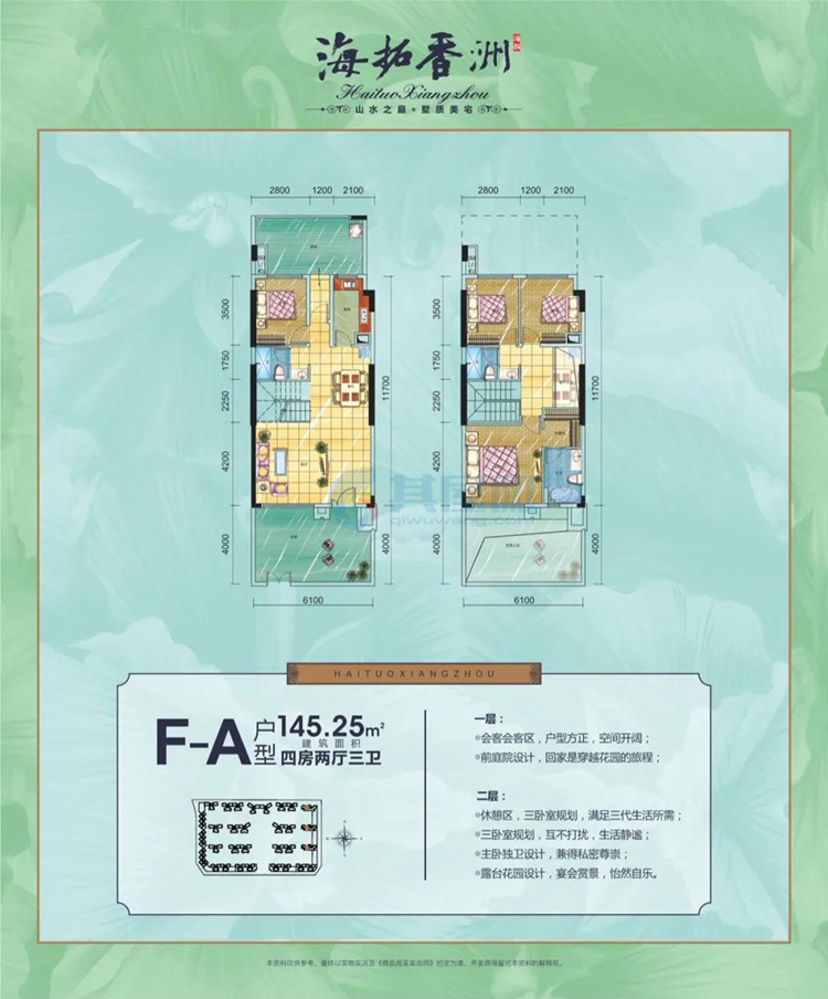 F-A户型 建面约145.25㎡ 四房两厅三卫