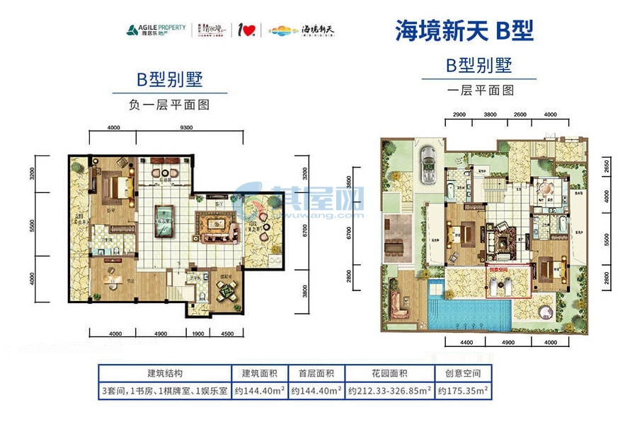 海境新天B型建筑面积约144.40㎡